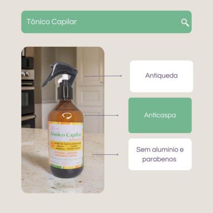 Imagem de Tônico anticaspa antiqueda crescimento capilar fortalecimento artesanal vegano com óleos essenciais