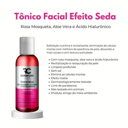 Imagem de Tônico Facial Efeito Seda Rosa Mosqueta, Aloe Vera e Ácido Hialurônico 120ML Review Care