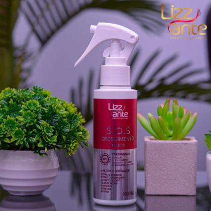 Imagem de Tônico SOS Crescimento 100 ml Lizz ante Crescimento Acelerado Preenche Falhas Combate Calvice Aumento Volume Massa Capilar Combate Caspa Oleosidade