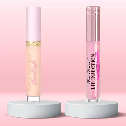 Imagem de Too Faced Kit - Corretivo Líquido Born This Way Ethereal Butter Oatmeal + Gloss Labial Volumizador Lip Injection Maximum Plump Clear