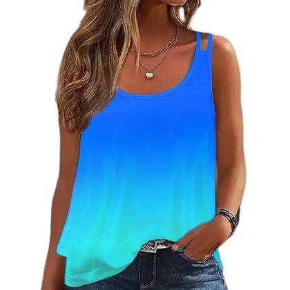 Imagem de Top Cami Sem Mangas Com Recortes Ombre plus Size, Casual De Verão Para Mulheres