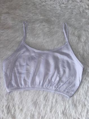 Imagem de Top Canelado Alcinha Cropped Duplo Colorido Elastico