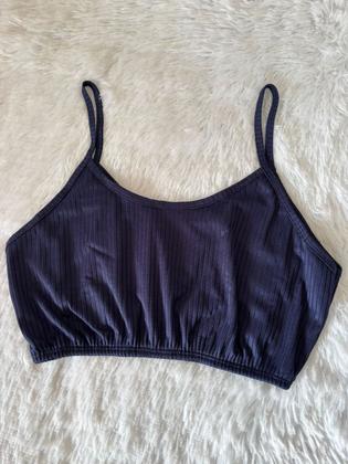 Imagem de Top Canelado Alcinha Cropped Duplo Colorido Elastico