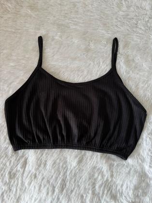 Imagem de Top Canelado Alcinha Cropped Duplo Colorido Elastico