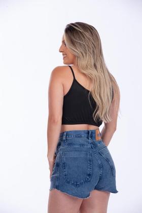 Imagem de Top Canelado Alcinha Cropped Duplo Colorido Elastico