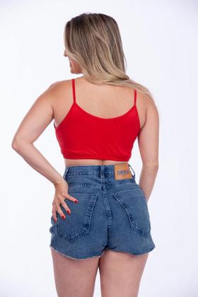 Imagem de Top Canelado Alcinha Cropped Duplo Colorido Elastico