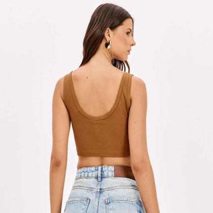 Imagem de Top Canelado Lança Perfume Cropped Pr26 Marrom Feminino