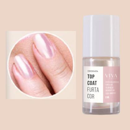 Imagem de Top Coat Furta Cor Com Efeito Holográfico Aumenta a Durabilidade do Esmalte Seca Rápido  VIVA UNHAS ODORATA REF 2693