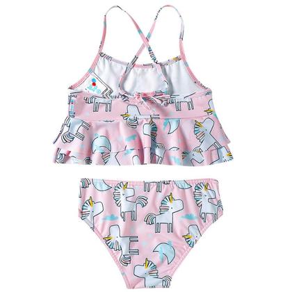 Imagem de Top com Calcinha Praia Unicórnio Rosa Elastano Proteção UV 50+ - Tip Top