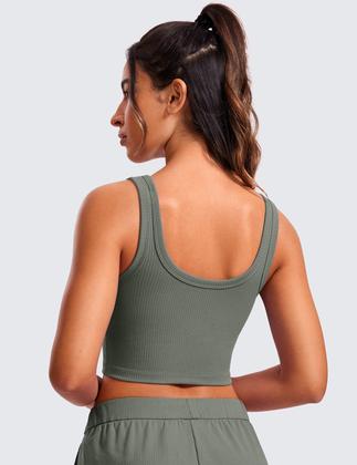 Imagem de Top Cropped CRZ YOGA Canelado com Bojo Cinza Sálvia P