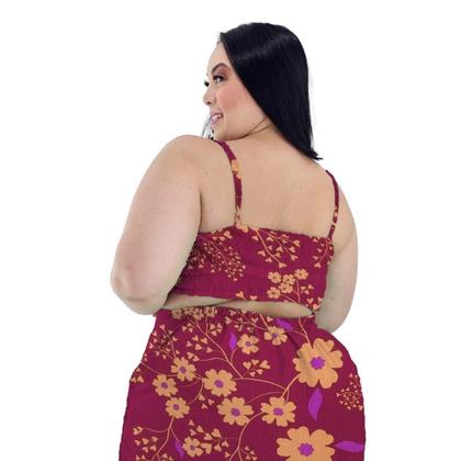 Imagem de Top Cropped de 3 laços alças finas com regulador e bojo forrado internamente elastex nas costas viscolinho G GG