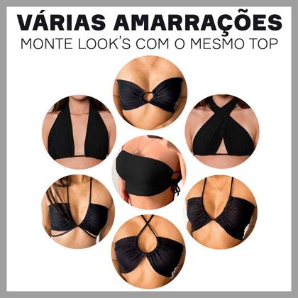 Imagem de Top Cropped Faixa Canelado Feminino Multiuso Premium