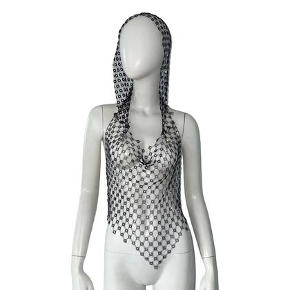 Imagem de Top Cropped Feminino Com Capuz E Strass Brilhante, Transparente, Sem Costas, Para Festas E Baladas