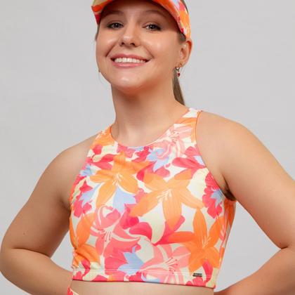 Imagem de Top Cropped Feminino Piscina Praia Fitness Com Bojo Estampado Digital UV50+