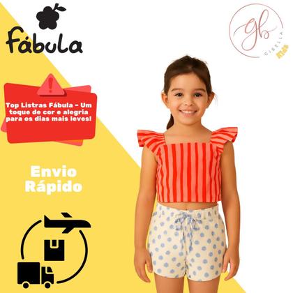 Imagem de Top Cropped Listras Rosa Verão Fábula