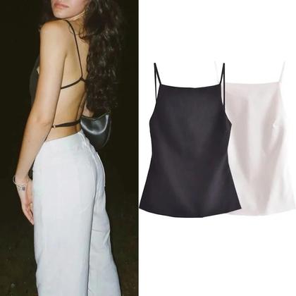 Top Cropped Preto Sem Mangas e Costas Nuas - Sexy para Festa e Verão Imagem de Top Cropped Preto Sem Mangas e Costas Nuas - Sexy para Festa e Verão