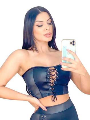 Imagem de Top Cropped Sem alça Cirrê com Ilhóses