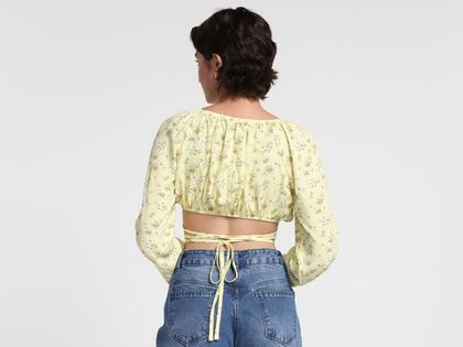 Imagem de Top Cropped Vista Magalu Manga Longa Amarração