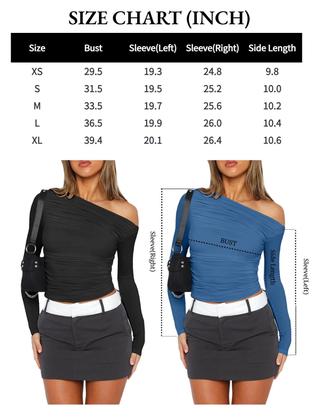 Imagem de Top curto Zeagoo feminino de manga comprida, manga comprida, azul marinho