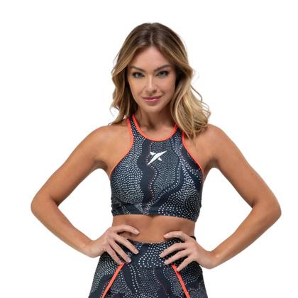 Imagem de Top Drop Shot Greta - Preto e Coral