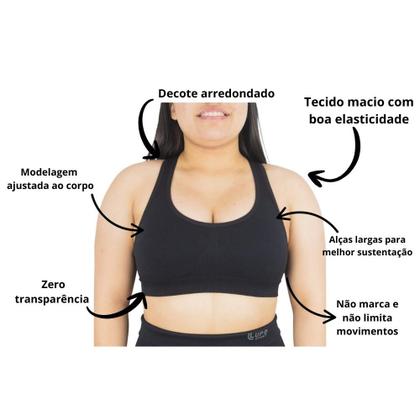 Imagem de Top Esportivo Feminino Preto Com Sustentação Challenge Para Treino