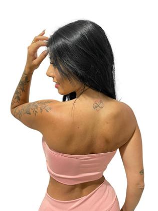 Imagem de top faixa sem alça com bojo removível feminino fitness