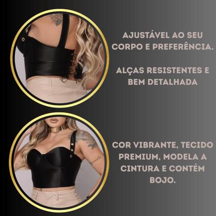 Imagem de Top Feminino Cropped Regata Corselet Cetim Moda Feminina De Festa Balada Verão