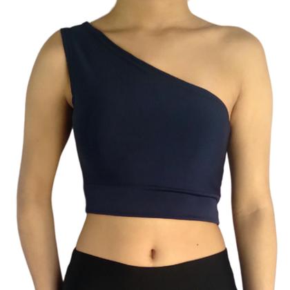 Imagem de Top Feminino Cropped Regata Um Ombro Liso Mula Manca Suplex Pp ao Plus Size