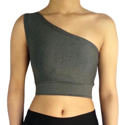 Imagem de Top Feminino Cropped Regata Um Ombro Liso Mula Manca Suplex Pp ao Plus Size