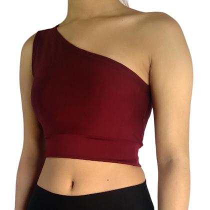 Imagem de Top Feminino Cropped Regata Um Ombro Liso Mula Manca Suplex Pp ao Plus Size
