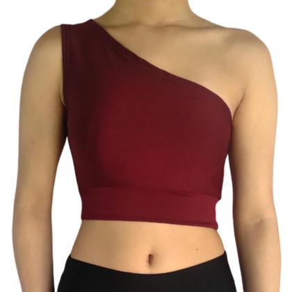 Imagem de Top Feminino Cropped Regata Um Ombro Liso Mula Manca Suplex Pp ao Plus Size