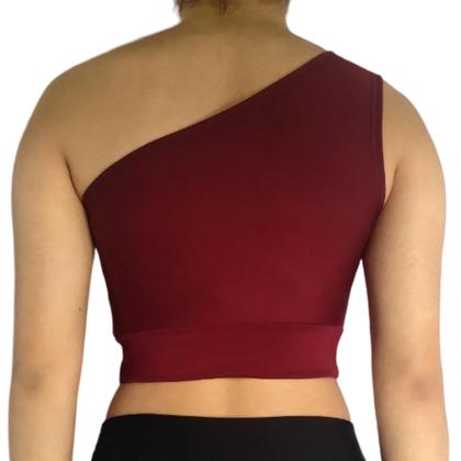 Imagem de Top Feminino Cropped Regata Um Ombro Liso Mula Manca Suplex Pp ao Plus Size