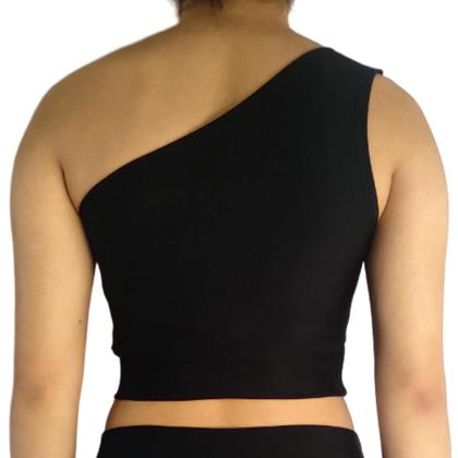 Imagem de Top Feminino Cropped Regata Um Ombro Liso Mula Manca Suplex Pp ao Plus Size