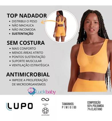 Imagem de Top Feminino Lupo Attack II Sem Costura Alta Sustentação, Alças Largas e Sem Bojo para Academia