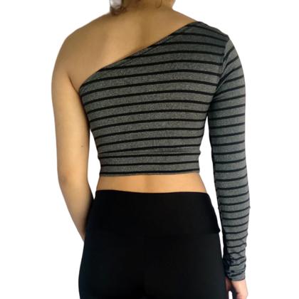 Imagem de Top Feminino Manga Longa Um Ombro Só Mula Manca Estampas Sortidas Suplex Pp ao Plus Size