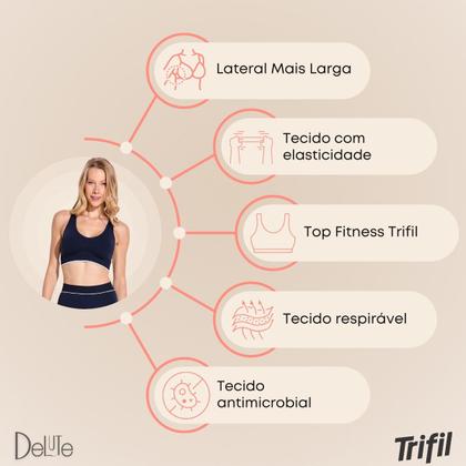 Imagem de Top Feminino Trifil Sem Costura e Sem Bojo Esportivo Básico com Alça Larga de Academia Resistente