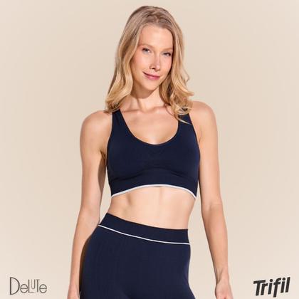 Imagem de Top Feminino Trifil Sem Costura e Sem Bojo Esportivo Básico com Alça Larga de Academia Resistente