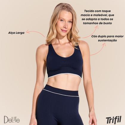 Imagem de Top Feminino Trifil Sem Costura e Sem Bojo Esportivo Básico com Alça Larga de Academia Resistente