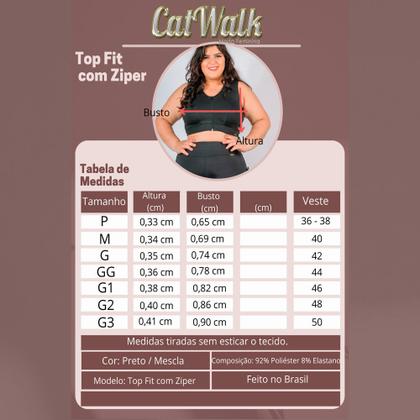 Imagem de Top Fit com Ziper Catwalk Feminino Mescla