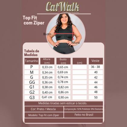 Imagem de Top Fitness Alta Sustentação Com Zíper Feminino Fitness Catwalk