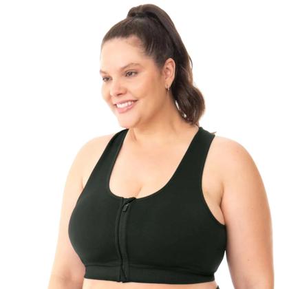 Imagem de Top Fitness Feminino Com Zíper Bojo Removível Sem Costura Plus Size Zee Rucci