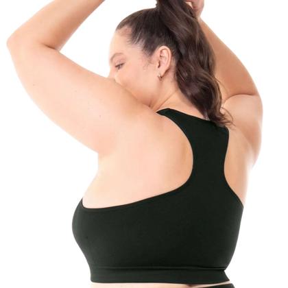 Imagem de Top Fitness Feminino Com Zíper Bojo Removível Sem Costura Plus Size Zee Rucci