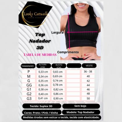 Imagem de Top Fitness Feminino Nadador 3D Treino Academia Sustentação