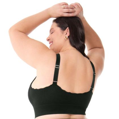 Imagem de Top jacquard sem costura com bojo removível Plus Preto
