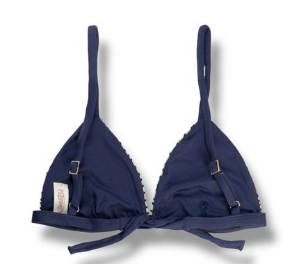 Imagem de Top Jade Mareia  Cortininha Triângulo Fixo  Estilo Sutiã com Amarração nas Costas  Alças com Regulagem  Bojo Removível  Biquíni Estampado  Detal