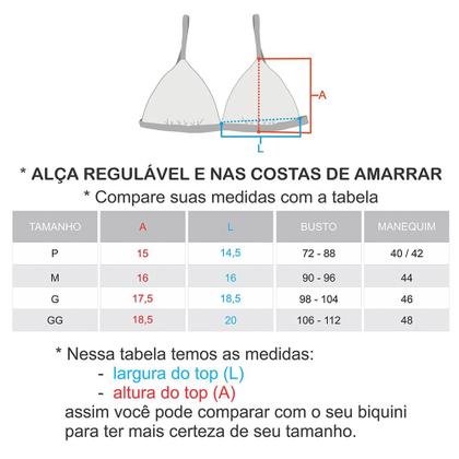 Imagem de Top Jade Scarlet  Cortininha Triângulo Fixo  Estilo Sutiã com Amarração nas Costas  Alças com Regulagem  Bojo Removível  Biquíni Estampado  Deta