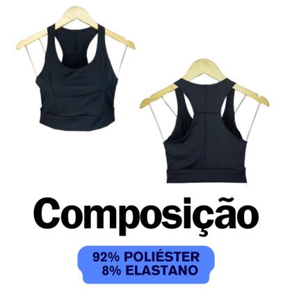 Imagem de Top Nadador Sustentação Feminino Ginástica Fitness Academia Esportivo Exercício Para Corrida Preto