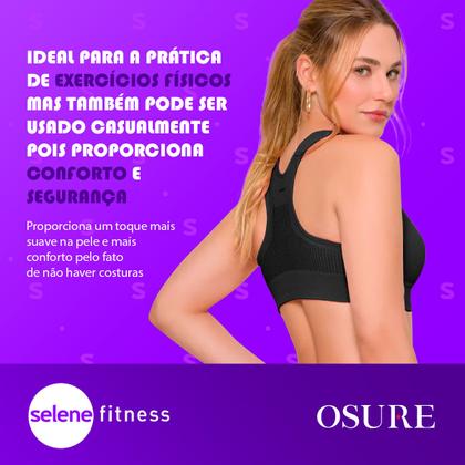 Imagem de Top Selene Nadador Microfibra Sem Costura Alta Sustentação Reforçado Fitness Academia Corrida Sem Bojo