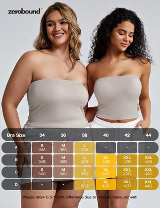 Imagem de Top sem alça ZeroBound com sutiã interno, cinza, 2XL