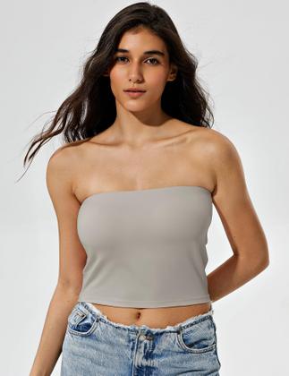 Imagem de Top sem alça ZeroBound com sutiã interno, cinza, 2XL